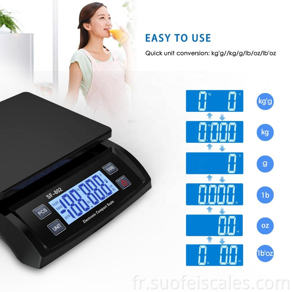 SF 802 30kg 1g Digitale Post-Skala Waage Bench Postal Expédition Scale Table Top Top Electronic 30kg Compact Scale